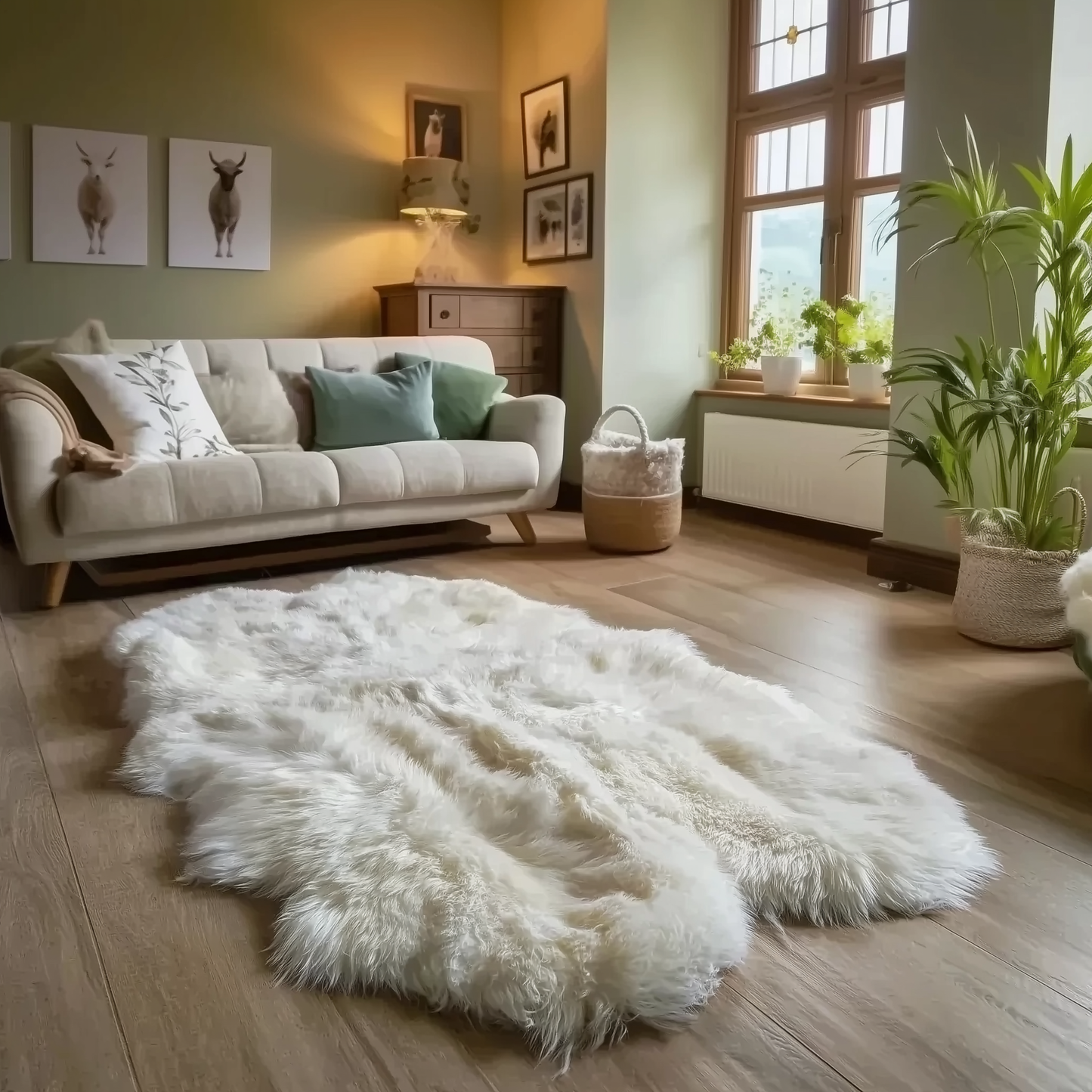 Natural Premium New Zealand Sheepskin Rug & Throw, Quad, W4' x L6', Ivory
