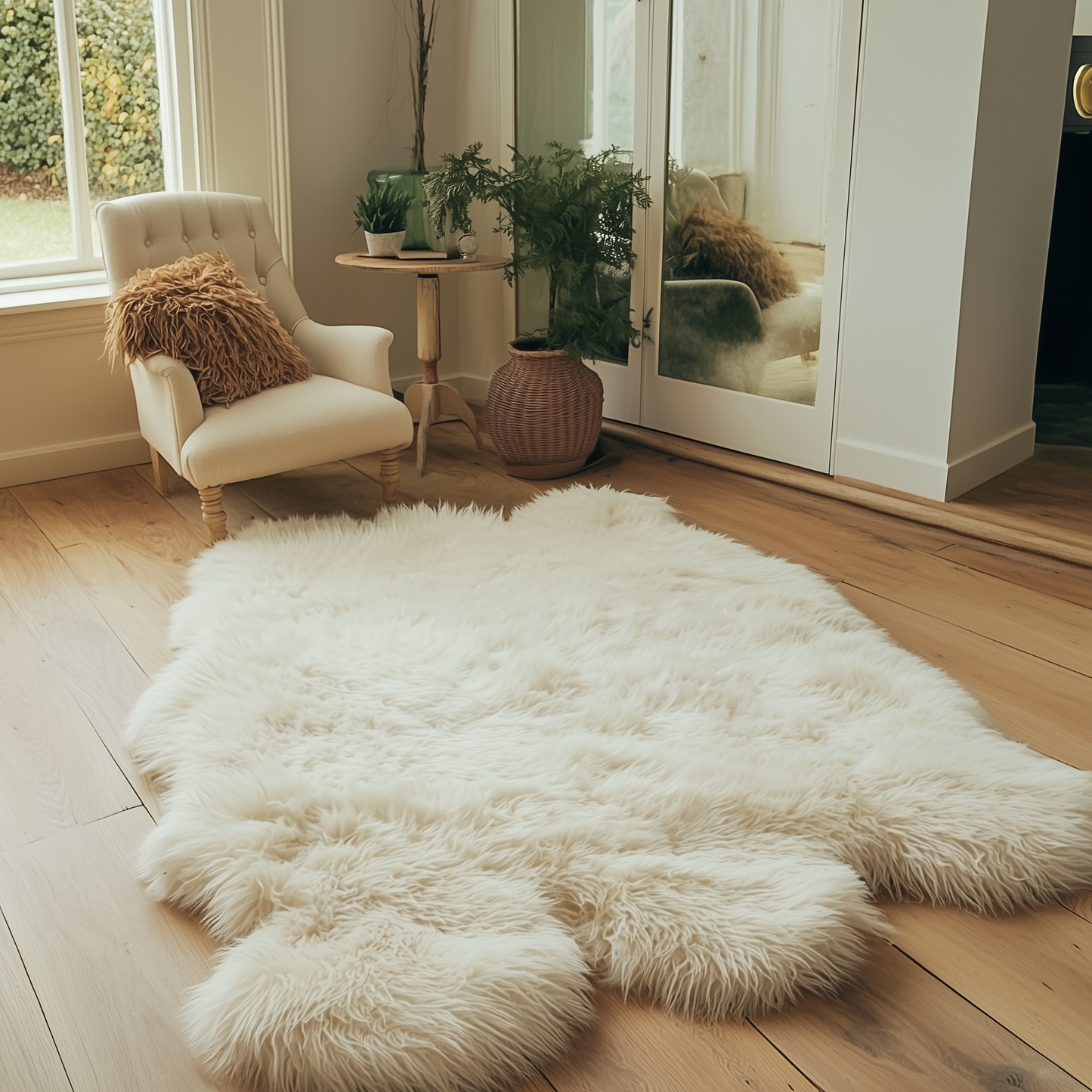 Natural White Premium Sexto Sheepskin, 6' x 6' , X-Large