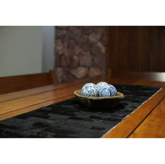 Natural Cowhide Table Runner / Black