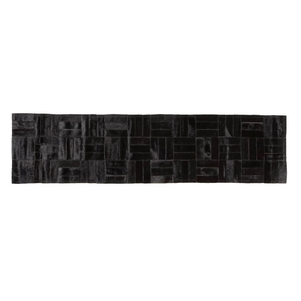 Natural Cowhide Table Runner / Black