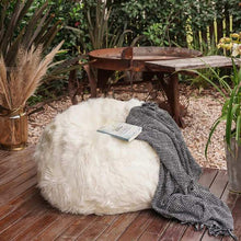 Load image into Gallery viewer, Natural Sheepskin Bean Bag Chair / Natural Ivory