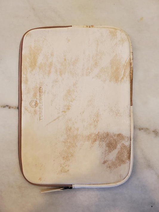 Vintage Leather 15" Laptop Case / Beige & Ivory