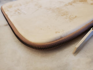 Vintage Leather 13" Laptop Case / Beige & Ivory