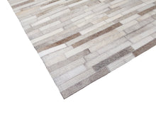 Load image into Gallery viewer, Striped Silver Leather Rug - 5&#39; x 8&#39;