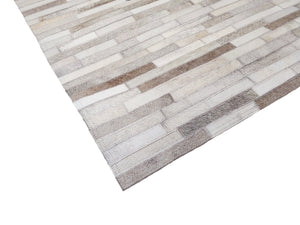 Striped Silver Leather Rug - 5' x 8'