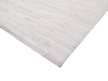 Load image into Gallery viewer, Striped Ivory Leather Rug - 6&#39; x 9&#39;
