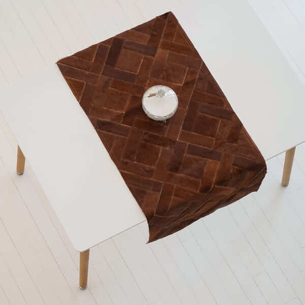 Natural Cowhide Table Runner / Mocha