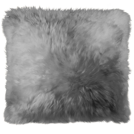 Natural Sheepskin Pillow Cover 16"x16" / Grey