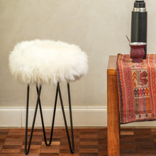 Load image into Gallery viewer, Natural Sheepskin Stool / Natural White