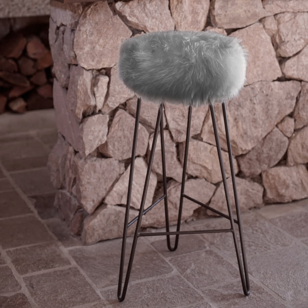 Natural Sheepskin Stool / Grey