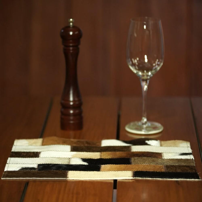 Set of 6 Natural Cowhide Placemats / Mix