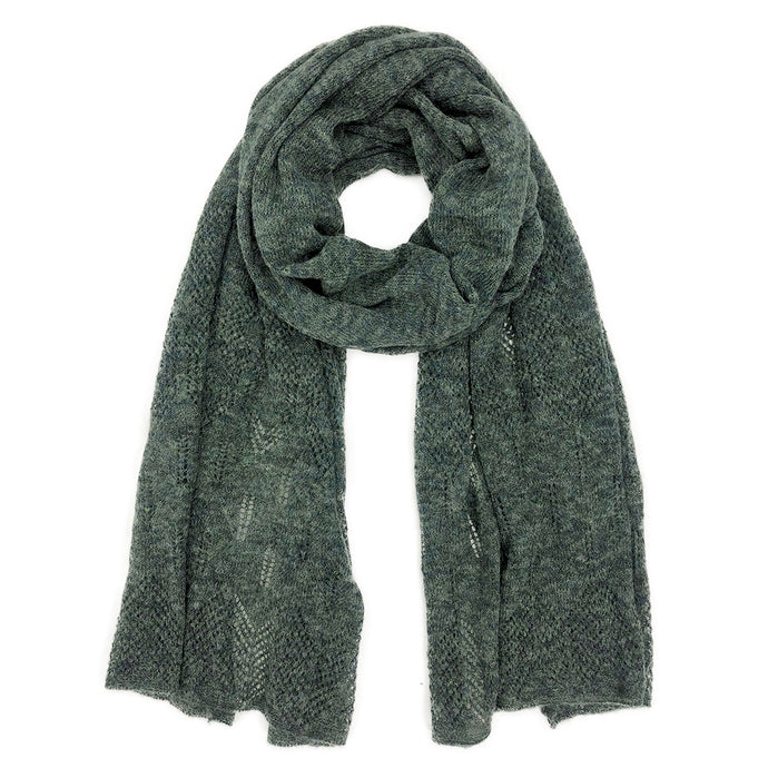 Olive Green Eyelet Alpaca Scarf