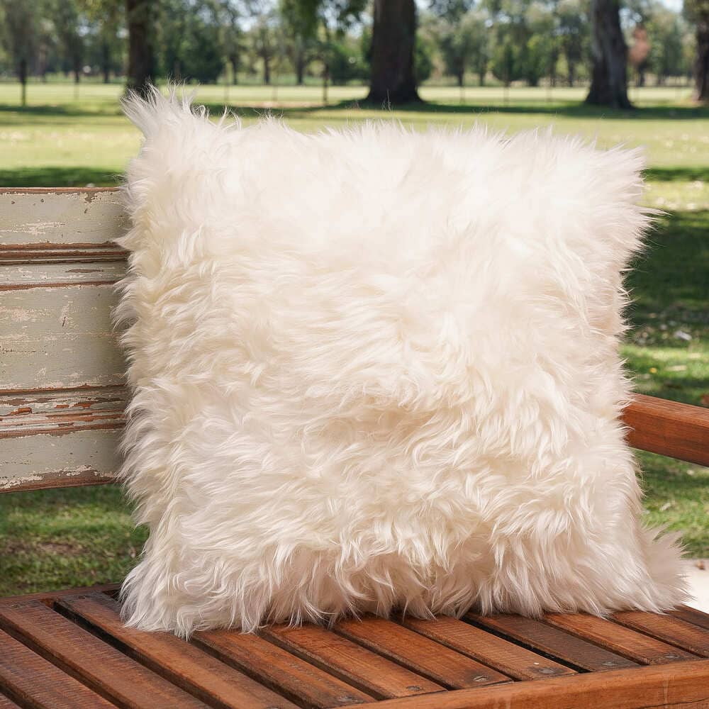 Natural Sheepskin Pillow Cover 20"x20"| Natural White